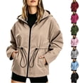 thumbnail image 1 of Husipze Women Waterproof Lightweight Windbreaker Rain Jacket Active Outdoor Hooded Raincoat Full Zip Loose Fit Casual Jackets Hot Pink XL, 1 of 9