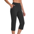 thumbnail image 1 of Husipze Women's Capri Pants Summer High Waisted Stretchy Yoga Pants Comfy Workout Cropprd Pants Leggings with Pockets Black XXL, 1 of 8