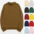 thumbnail image 1 of Husipze Women's Crewneck Sweatshirt Long Sleeve Drop Shoulder Pullover Solid Casual Fall Winter Tops Brown L, 1 of 9