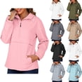 thumbnail image 1 of Husipze Women's Lightweight Athletic Sport Hoodie Oversized Quarter Zip Collar Top Long Sleeve Waterproof Pullover for Outdoor Hiking Black XXL, 1 of 8