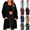 thumbnail image 1 of Husipze Women's Long Rain Jacket Waterproof Lightweight Hooded Raincoat Packable Knee Length Rain Coat with Convertible Hood Into Storage Bag White XL, 1 of 9