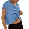 thumbnail image 1 of Husipze Women's Open Back Workout Shirts Short Sleeve Backless Athletic Tops for Running Gym Yoga Crop Tee Breathable Blue XL, 1 of 6