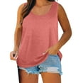 thumbnail image 1 of Husipze Women's Plus Size Tank Top Solid Crew Neck Sleeveless T Shirts Loose Fit Summer Casual Blouse Watermelon Red XXXL, 1 of 8
