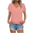 thumbnail image 1 of Husipze Women's V Neck T Shirts Short Sleeve Loose Fit Casual Basic Tees Soft Lightweight Tops for Summer Watermelon Red XL, 1 of 6
