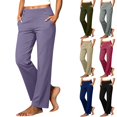 thumbnail image 1 of Husipze Women's golf Pants Straight Leg High Waist Stretch Casual Work Decorative Button Decor Trousers with Pockets Purple XL, 1 of 9