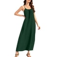 thumbnail image 1 of Husipze Womens Casual Spaghetti Strap Maxi Dress Backless Drawstring Loose Flowy Summer Beach Holiday Sundress Army Green L, 1 of 9