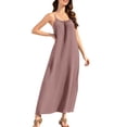 thumbnail image 1 of Husipze Womens Casual Spaghetti Strap Maxi Dress Backless Drawstring Loose Flowy Summer Beach Holiday Sundress Pink XL, 1 of 9
