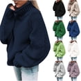 thumbnail image 1 of Husipze Womens Chunky Knit Turtleneck Sweater Long Sleeve Oversized Loose Fit Texture Sleeve Cozy Casual Pullover Navy M, 1 of 6