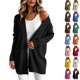 thumbnail image 1 of Husipze Womens Mid Length Open Front Cardigan Sweater Oversized Long Sleeve Soft Knit Relaxed Fit Ribbed Casual Cardigan with Pockets Black L, 1 of 10