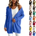 thumbnail image 1 of Husipze Womens Mid Length Open Front Cardigan Sweater Oversized Long Sleeve Soft Knit Relaxed Fit Ribbed Casual Cardigan with Pockets Blue L, 1 of 10
