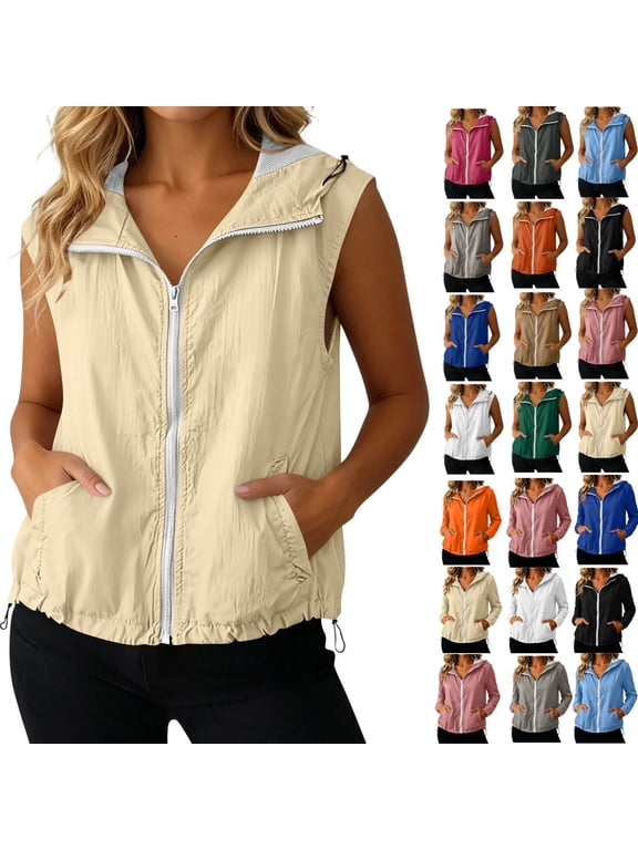 Womens Outdoor Jacket Packable Lightweight Long Sleeve Workout Jacket with Pockets Drawstring Breathable Sports Coat for Hiking Black XXL