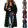 thumbnail image 1 of Husipze Womens Plaid Long Shacket Lapel Button Front Long Sleeve Loose Casual Jacket with Chest Pockets Fall Winter Outerwear Green XL, 1 of 8