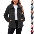 thumbnail image 1 of Husipze Womens Sherpa Fleece Jacket Collared Full Zip Long Sleeve Cozy Soft Textured Fuzzy Winter Coat Thick Warm Casual Outerwear Black S, 1 of 9
