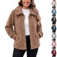 thumbnail image 1 of Husipze Womens Sherpa Fleece Jacket Collared Full Zip Long Sleeve Cozy Soft Textured Fuzzy Winter Coat Thick Warm Casual Outerwear Coffee XL, 1 of 9