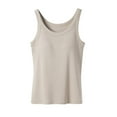 thumbnail image 1 of Husipze Womens Tank Tops with Built in Shelf Bra Basic Stretchy Padded Camisole Casual Layering Tops Seamless Undershirt Beige S, 1 of 6