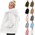thumbnail image 1 of Husipze Womens Winter Warm Sherpa Jacket Fuzzy Fleece Hooded Zip Up Jackets Casual Long Sleeve Plush Coat Outerwear with Pockets White L, 1 of 10