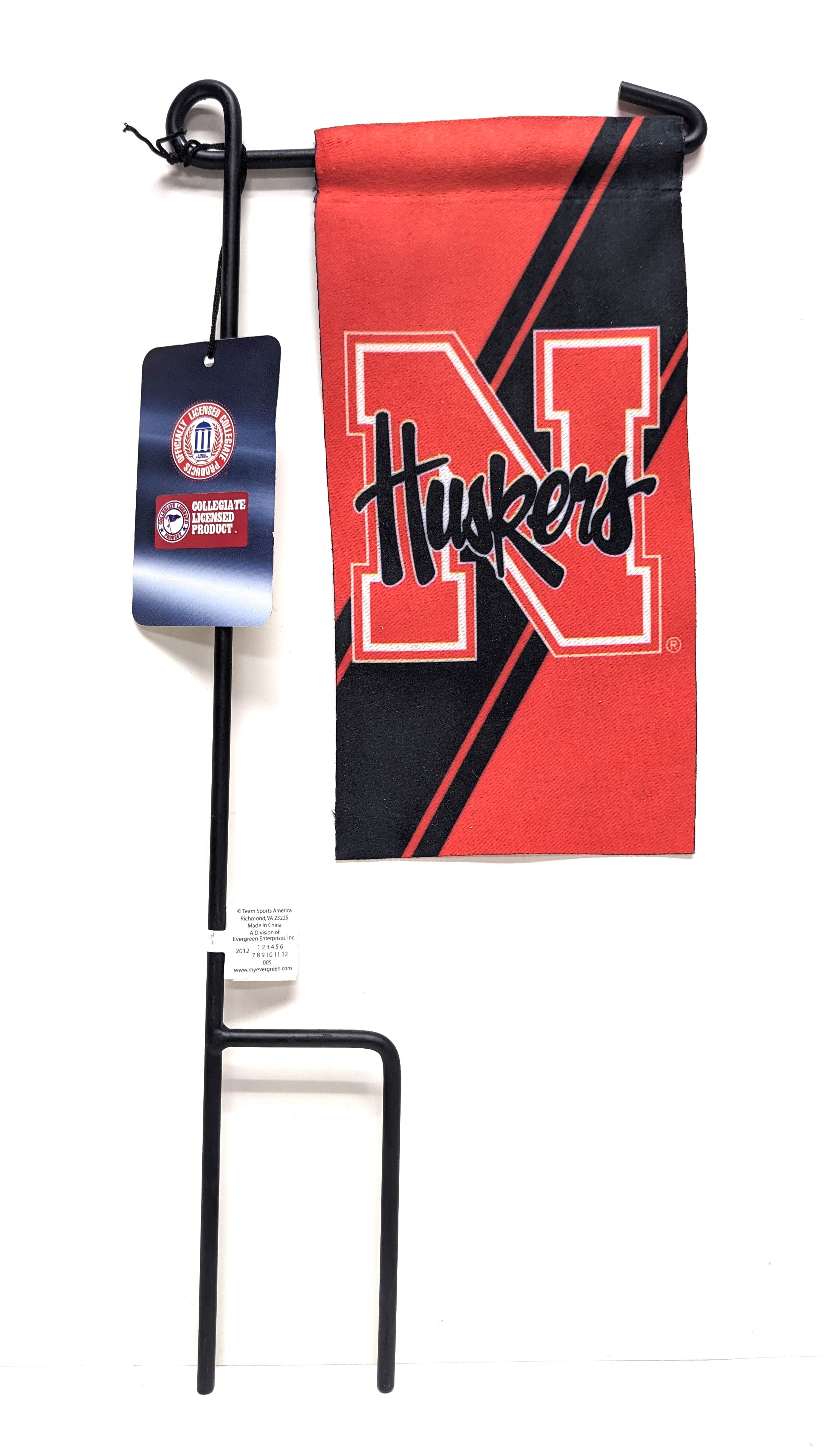 Huskers Mini Yard Flag 4inch X 8inch includes Flag Stand 5 3/4" X 13 3/4"