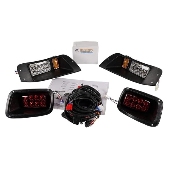 Huskey EZGO LED Light Kit Adjustable LED Headlights & Taillights 12 Volt For TXT Golf Cart 96-13 Basic Harness Included -Do Not Fit EZGO T48 (TXT 2014+) /RXV/ST Models