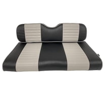 Huskey Golf Cart Front Rear Seat Covers for EZGO Medalist, TXT 1994-2013 Models, Black with Light Gray Stripe & Piping, Marine Grade Vinyl Material, Staple on