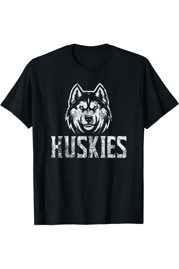 Huskies Mascot 2 for Players and Fans Distressed Print T-Shirt, Unisex T-Shirt