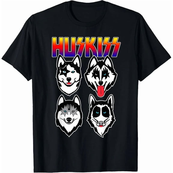 Huskiss Funny Dog Puppy Rock Rockin Husky Lover Animal Graphic Print Tee,for men and women up to 5XL