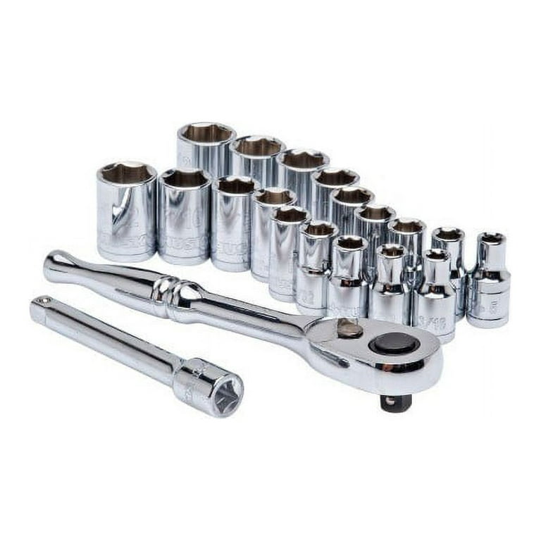 1/4 in. Drive Ratchet SAE/Metric Standard Socket Set (20-Piece) 1/4 in. Drive Ratchet SAE/Metric Standard Socket Set (20-Piece)