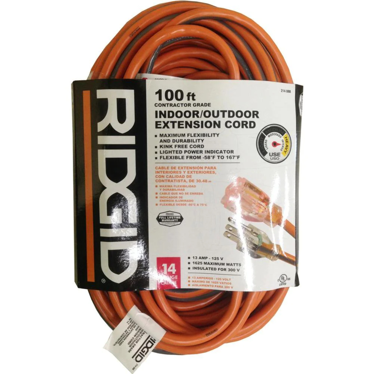 Husky 100 Ft. 14/3 Extension Cord, Orange and Gray, ORANGE/GRAY
