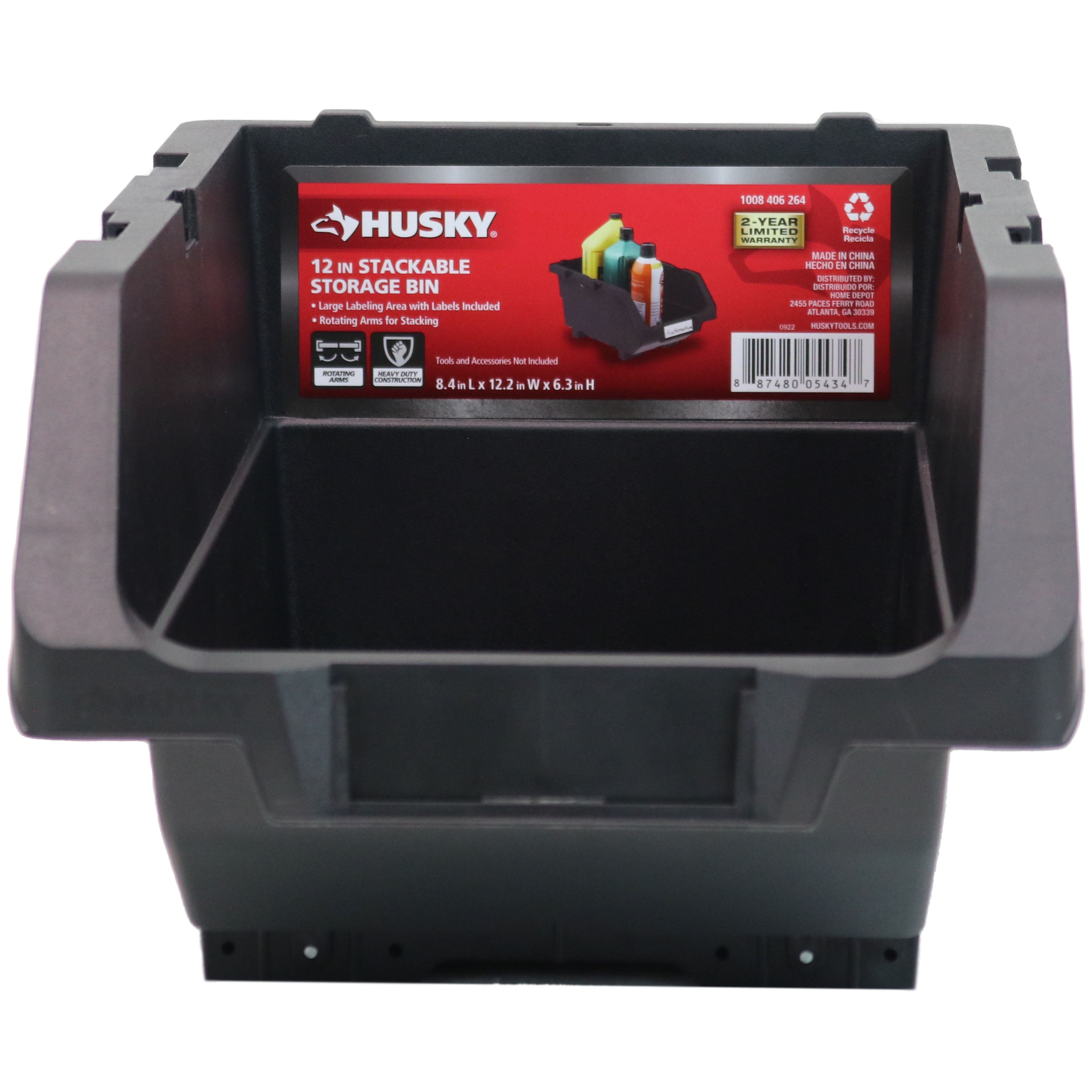 Husky 1008 406 264 8x12x6 Stackable Storage Bin Single Tray