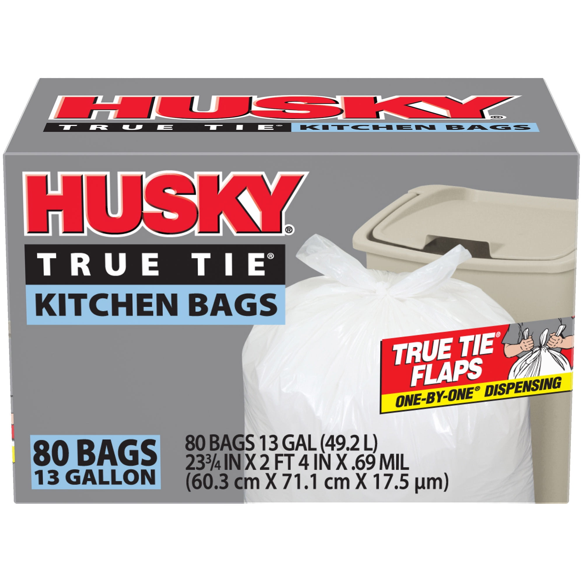 Husky Tall Kitchen Trash Bags, 13 Gallon, 120 Bags (Expandable