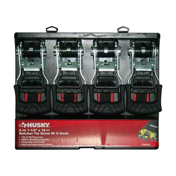Husky 16ft x 1-1/4 In Ratchet Tie Down 4 Pack FH0836