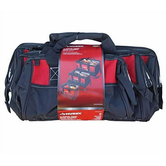 Husky 18 in., 15 in. and 12 in. Tool Bag Combo in Red