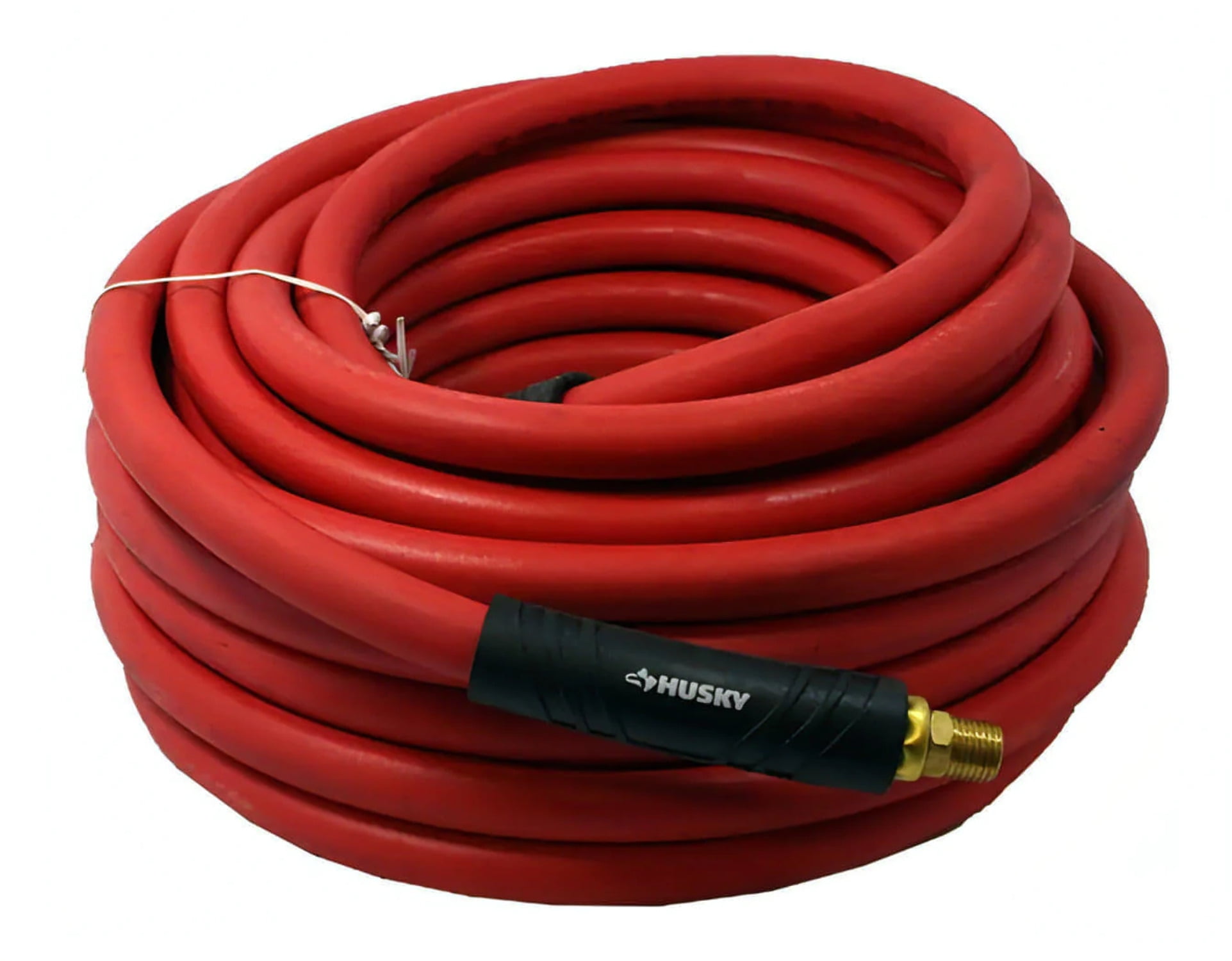 Husky 3/8 in. X 50 Ft. Rubber Air Hose - Heavy Duty - Red - 1/4" Fittings