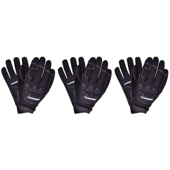 Husky (3-Pack) Medium Duty High Dexterity Non Slip Gloves Touchscreen Compatible