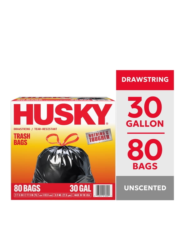 30 Gallon Large Drawstring Trash Bags, 80 Bags