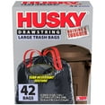 thumbnail image 1 of Husky 33 Gal Drawstring 42 Ct Black Large Trash Bag, 1 of 5