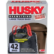 Husky 33 Gal Drawstring 42 Ct Black Large Trash Bag