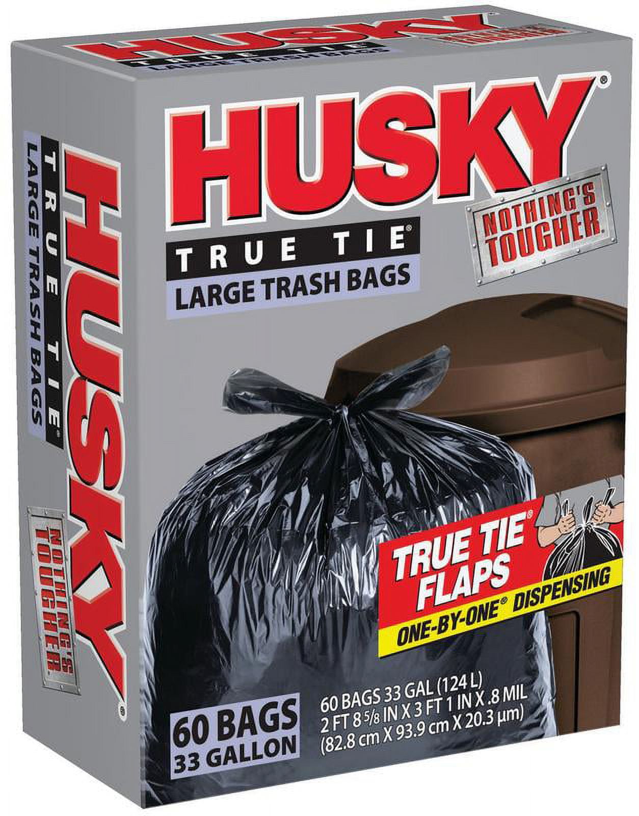 Heavy Duty 33 Gallon Trash Bags Huge 100 Ct. W Flap Ties - 2 Mil EQ