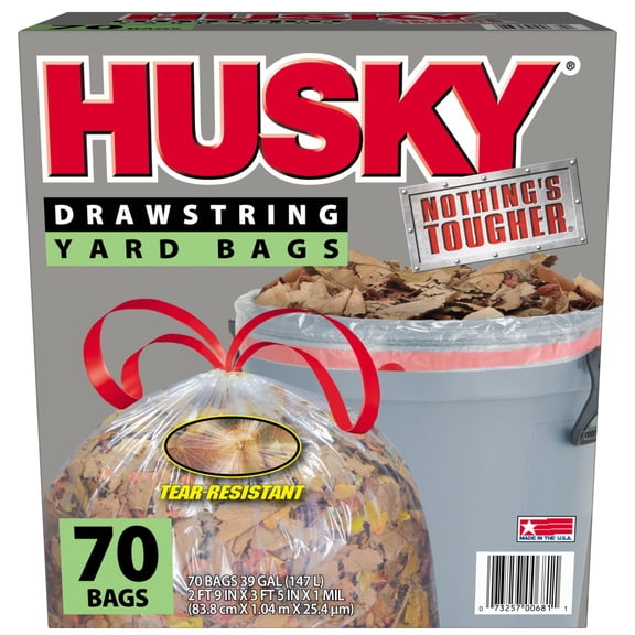 Husky 39 Gal Drawstring 70 Ct Clear Yard Bag