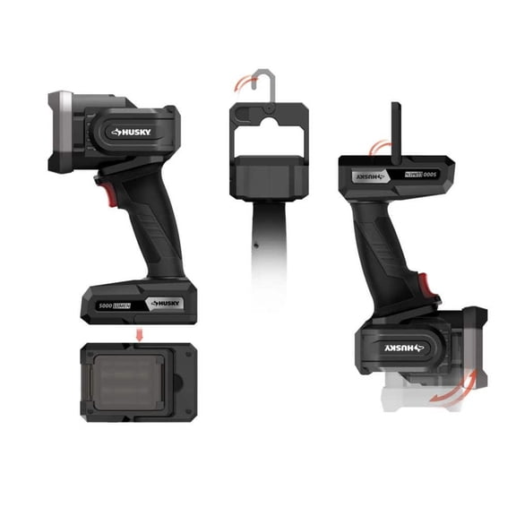 Husky 5000 Lumen Hybrid Power Swivel Rechargeable Spotlight