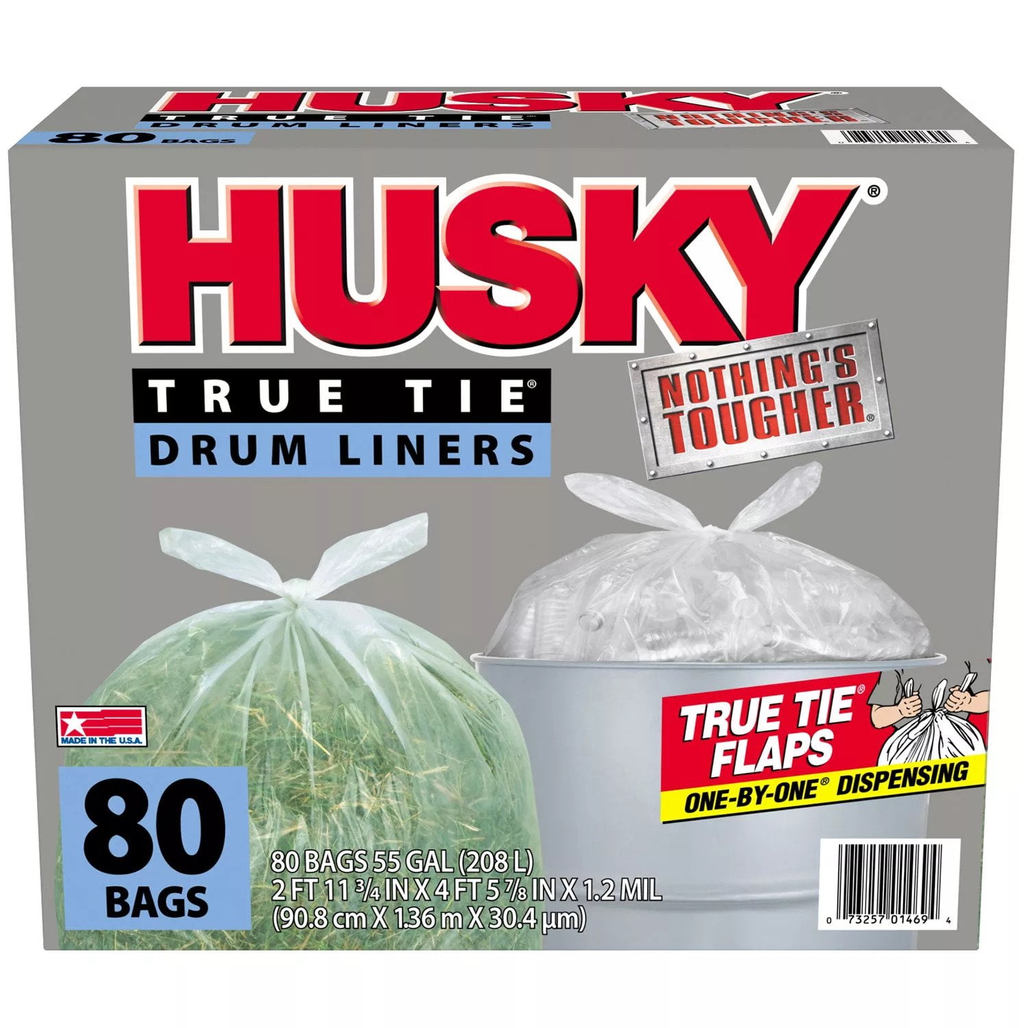  Husky 55 Gallon Clear Flap Tie Drum Liner- 80 ct. Trash Bags :  Health & Household