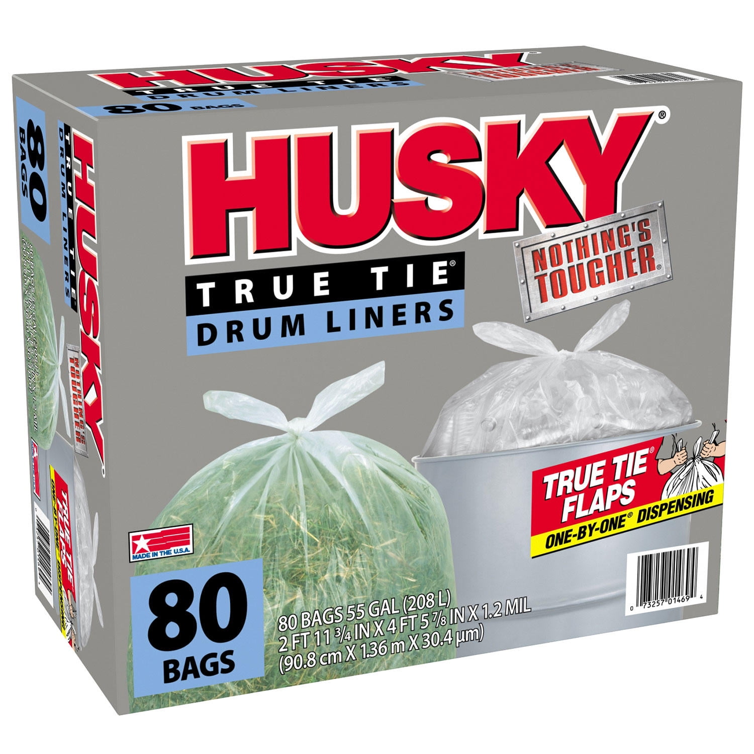 Husky 55 Gallon Clear Flap Tie Drum Liner Trash Bags