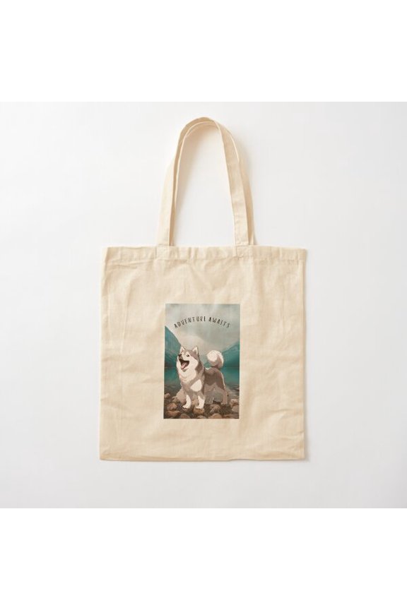 Husky Adventure Canvas Tote Bags, Reusable Shopping Bag