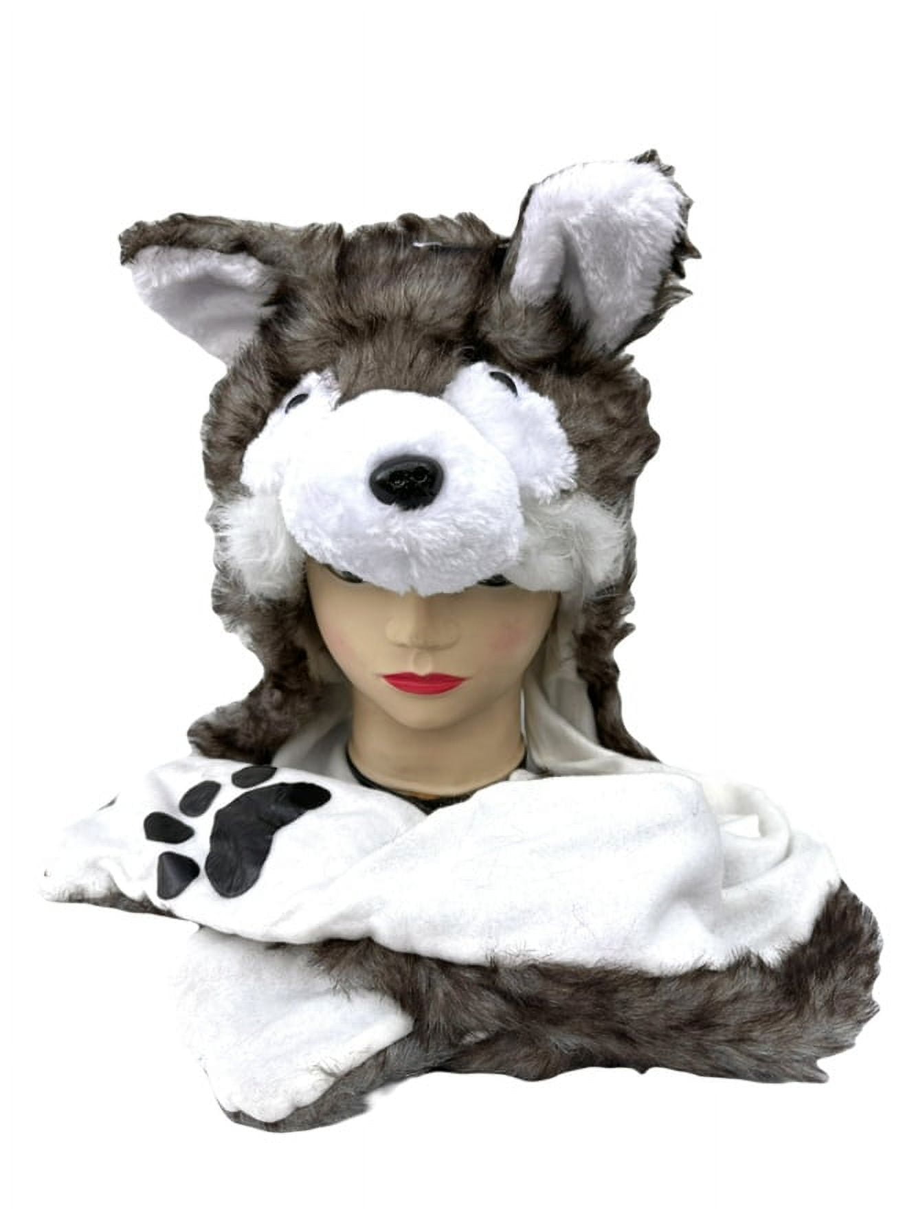 Husky Animal Plush Hat One Size Fits Most