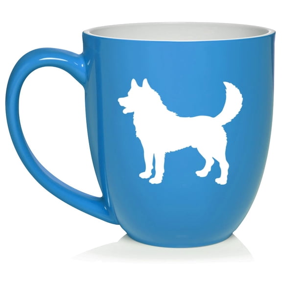 Husky Ceramic Coffee Mug Tea Cup Gift for Her, Him, Friend, Coworker, Wife, Husband, Dog Lover (16oz Light Blue)