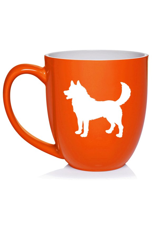 Husky Ceramic Coffee Mug Tea Cup Gift for Her, Him, Friend, Coworker, Wife, Husband, Dog Lover (16oz Orange)