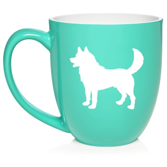 Husky Ceramic Coffee Mug Tea Cup Gift for Her, Him, Friend, Coworker, Wife, Husband, Dog Lover (16oz Teal)