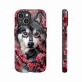 thumbnail image 1 of Husky Cherry Blossom Artistic Print Phone Case for Pet Lovers Compatible with iPhone 11/12/13/14/15/16 (Pro Max/Plus), 1 of 9