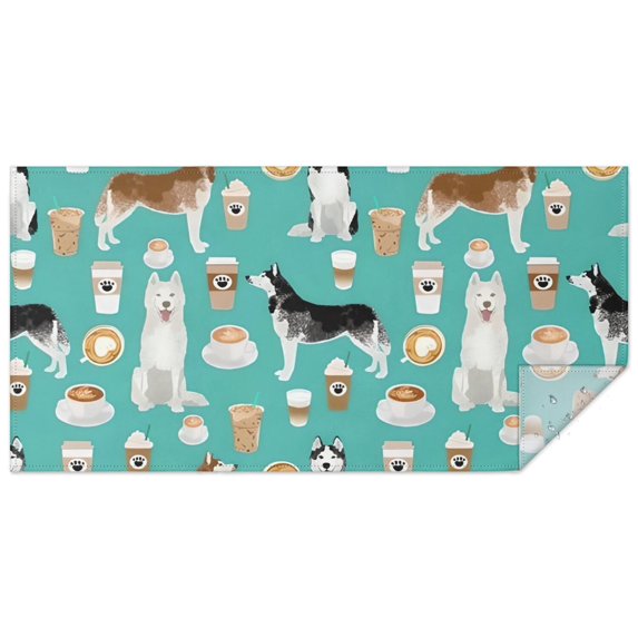 Husky and Coffee Rectangle Tablecloth 60"x120",Waterproof Polyester Rectangle Table Cloth, Wipeable Spillproof Polyester Tablecloth for Dining, Camping, Indoor and Outdoor