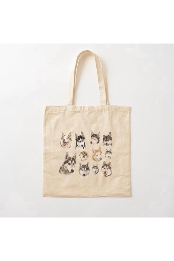Husky Collage Canvas Tote Bags, Reusable Shopping Bag