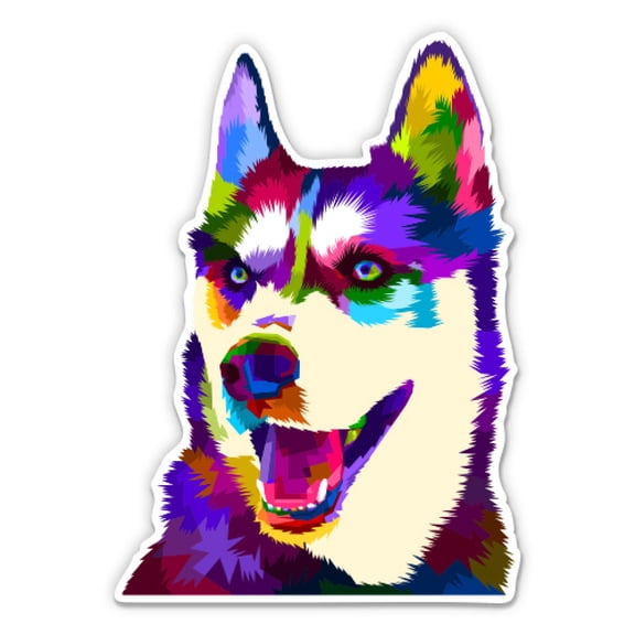 Husky Colorful Dog Pop Art - 3" Vinyl Sticker - For Car Laptop Water Bottle Phone - Waterproof Decal